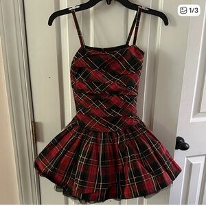Ralph Lauren Christmas Plaid Girls Dress 100% Silk Tutu Style Size 12 (Size 10?)